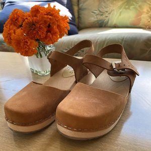 Lotta from Stockholm Tan Leather Low Wood Clog